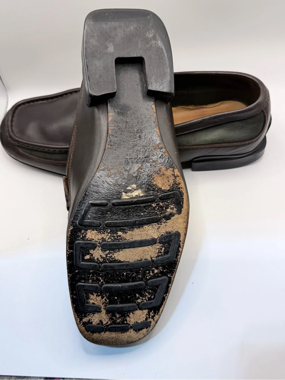Bally Rumo Brown Leather & Green Suede Loafers Men’s 9E Made in Italy